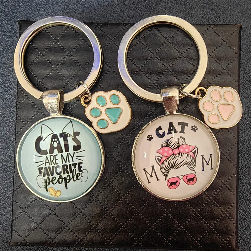 2in1 Paar Haustier-Mutter-Schlüsselanhänger, Geburtstagsgeschenk für Katzen, Mutter, Muttertagsgeschenk, Schritt, Mutter, Oma, Geschenk, Tierliebe, Fell, Mama, rosa, blau Image
