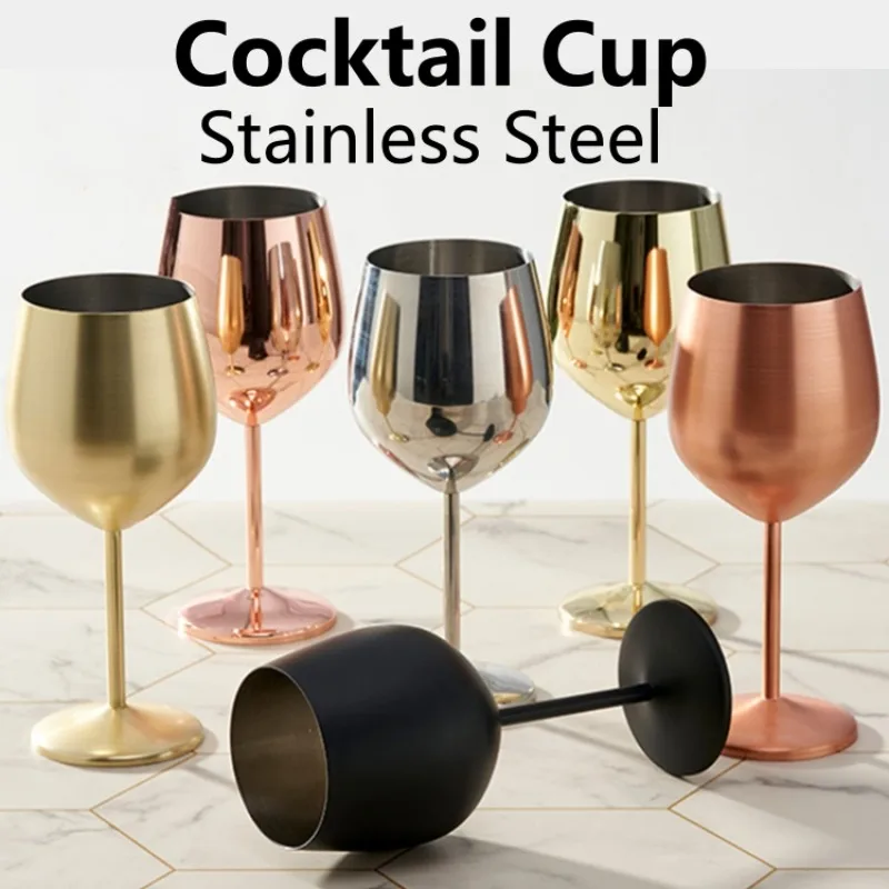 Cocktailglas, nordischer Edelstahl, langlebig, hoch, Champagner, für den Außenbereich, Metall, Rot, Saft, Wein, kreativer Becher für Bar, Party und Zuhause Image