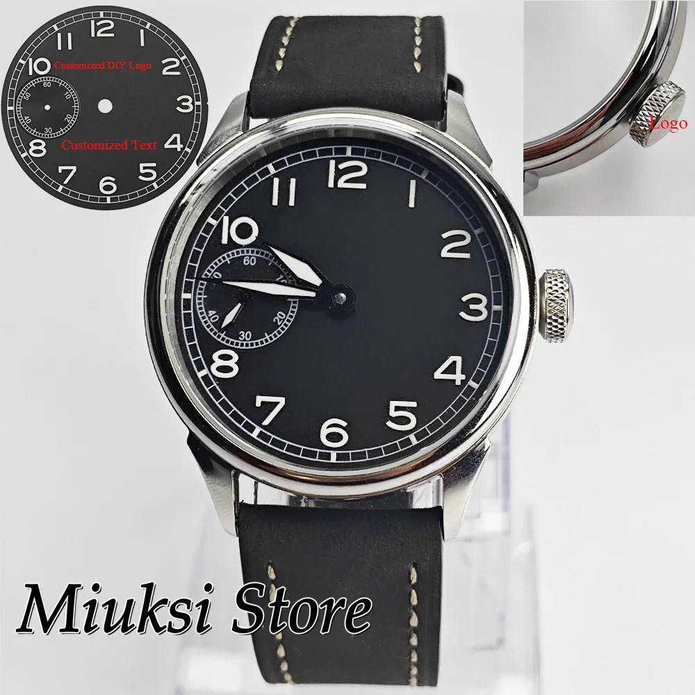 ETA6497 Uhr 42 mm Handaufzugswerk 316L Stahlgehäuse Herren ST3600 Uhrwerk 6497 Leder Sport Grün leuchtende Luxus-Herrenuhr Image