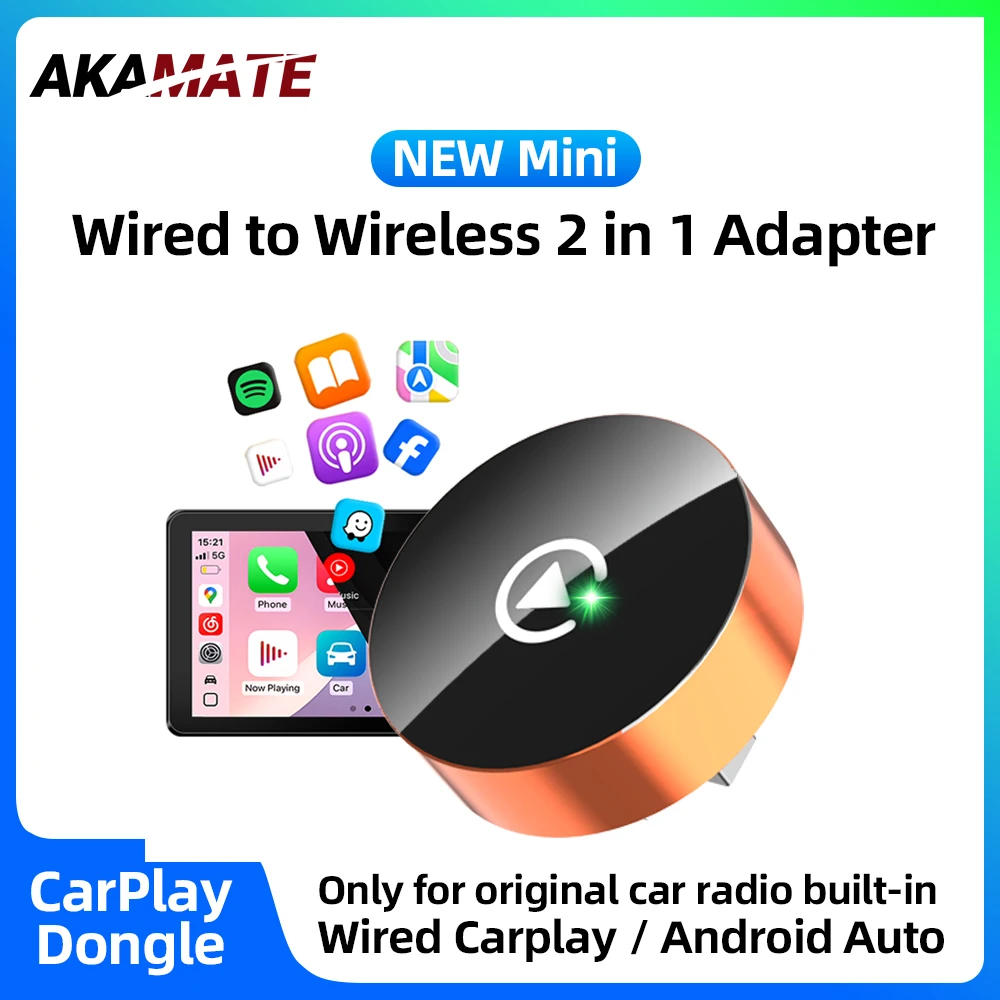 2-in-1 Kabelgebundener zu Kabelloser CarPlay Android Auto Bluetooth WiFi Dongle Radio für Honda Toyota VW Benz Nissan Plug-and-Play Smart Box Image