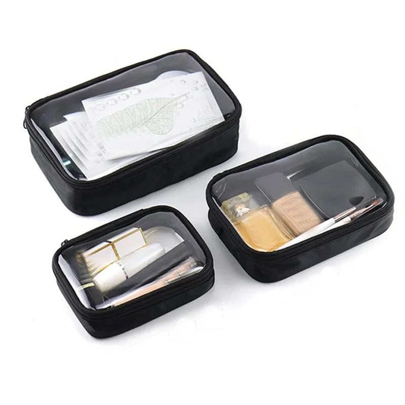 Wasserdichte Transparente Kosmetiktasche Frauen Make-Up Fall Reise Reißverschluss Klar Make-Up Schönheit Waschen Organizer Bad Kulturbeutel Kit Image