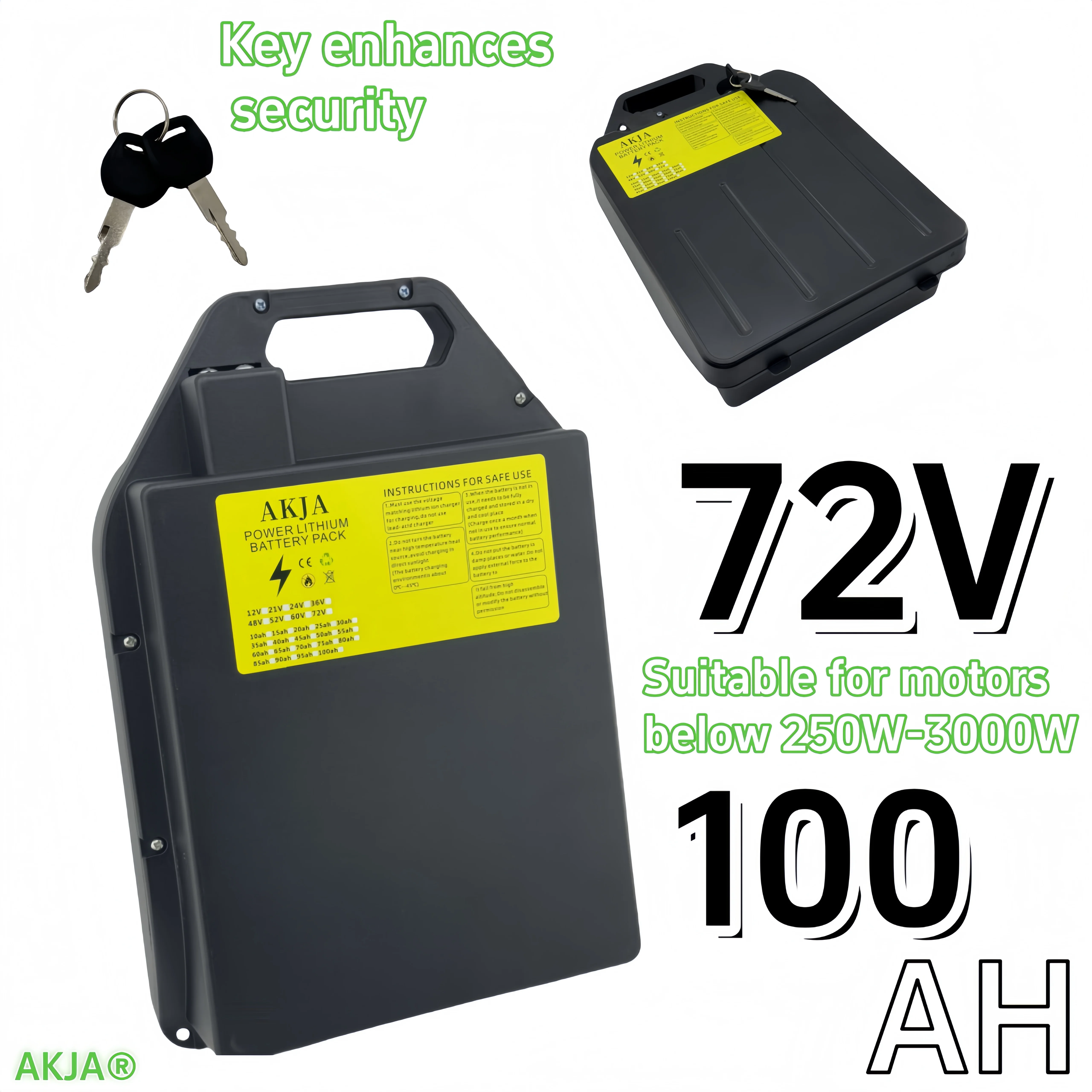 Luftschneller Transport 72V100AH 18650 Lithiumbatterie Lithiumbatteriepack Geeignet für Motoren unter 500 W-3000 W Image