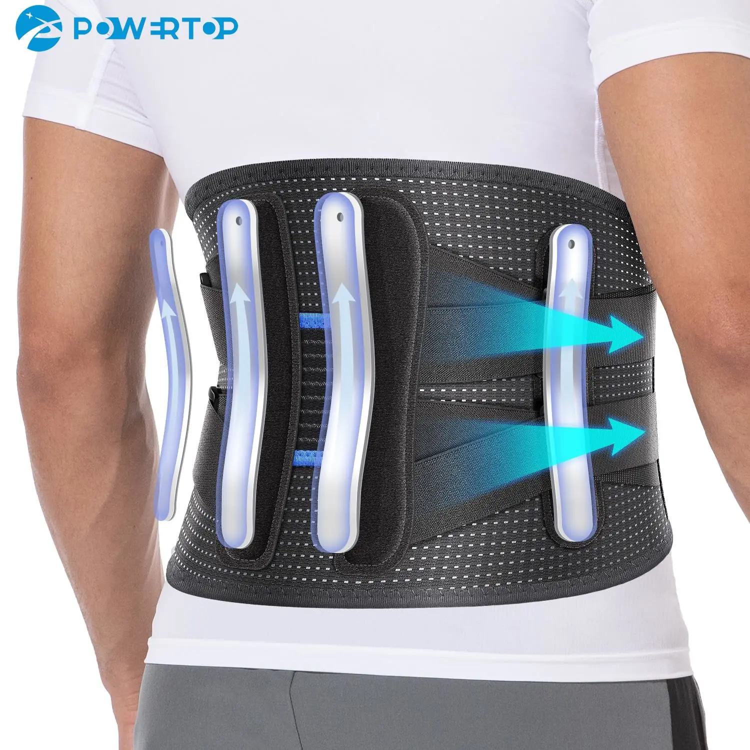 Rückenstütze gegen Schmerzen im unteren Rücken, verstellbare Rückenstütze für Männer und Frauen zur Schmerzlinderung – atmungsaktiver Lendenwirbelstützgürtel Image