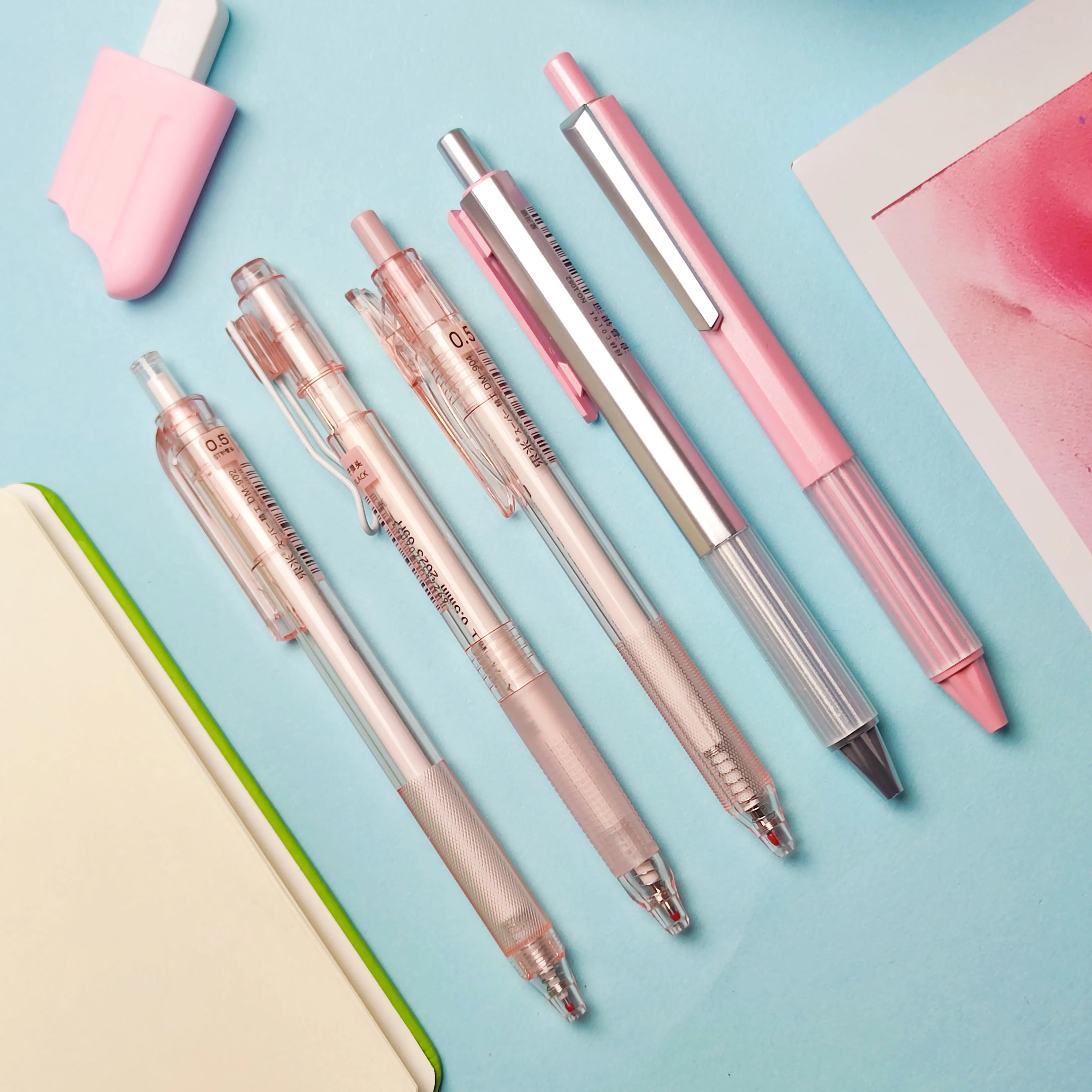 5-Rosa-Cute-Serie Ersatzstift-Kern-Set – geeignet zum Verschenken, schnell trocknend, Hautgefühl, geeignet für Schreiben und Büros Image