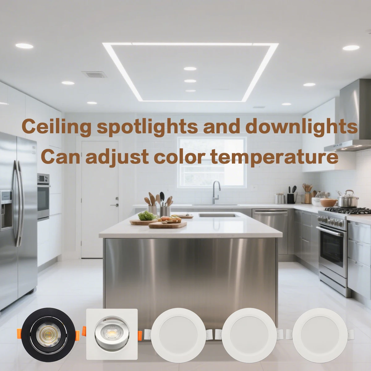 10 Stück CCT Focos Spot Downlight LED-Einbauleuchte, 3 Farben angepasst, AC100–240 V, Wählschalter, Innenbeleuchtung