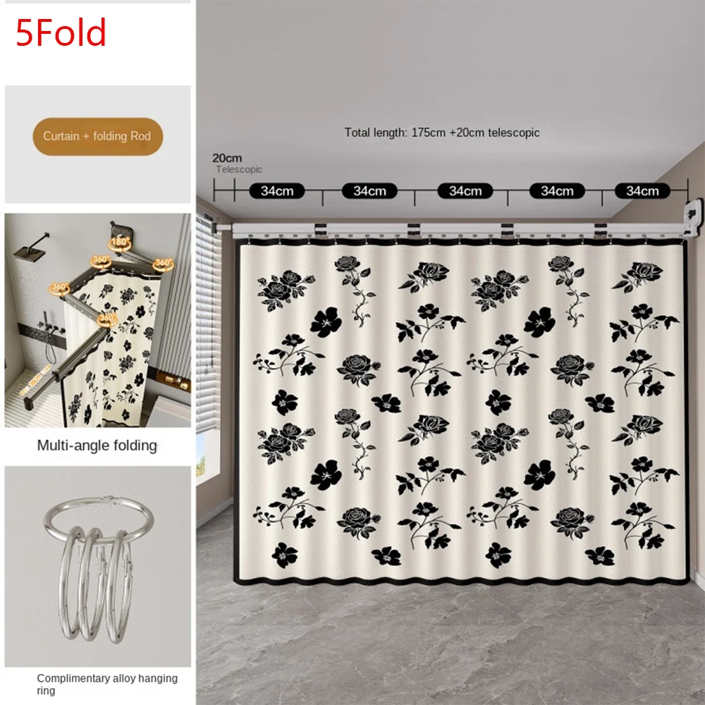 Klappbarer Duschvorhang, kein Stanzen, WC, Baden, wasserdichte Duschtrennwand, Trocken- und Nasstrennung, Duschwasser-blockierender Vorhang