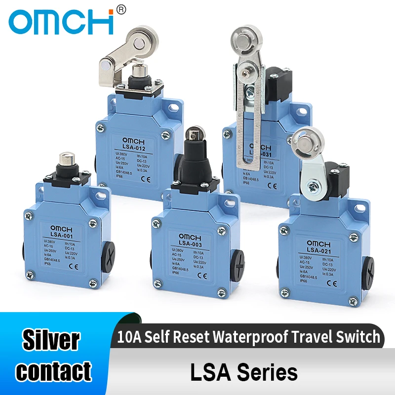 OMCH Silberkontakt Selbstrückstellender IP66 Wasserdichter Reiseschalter LSA-Serie 10A LSA-001 003 012 021 031 Grenzschalter Image