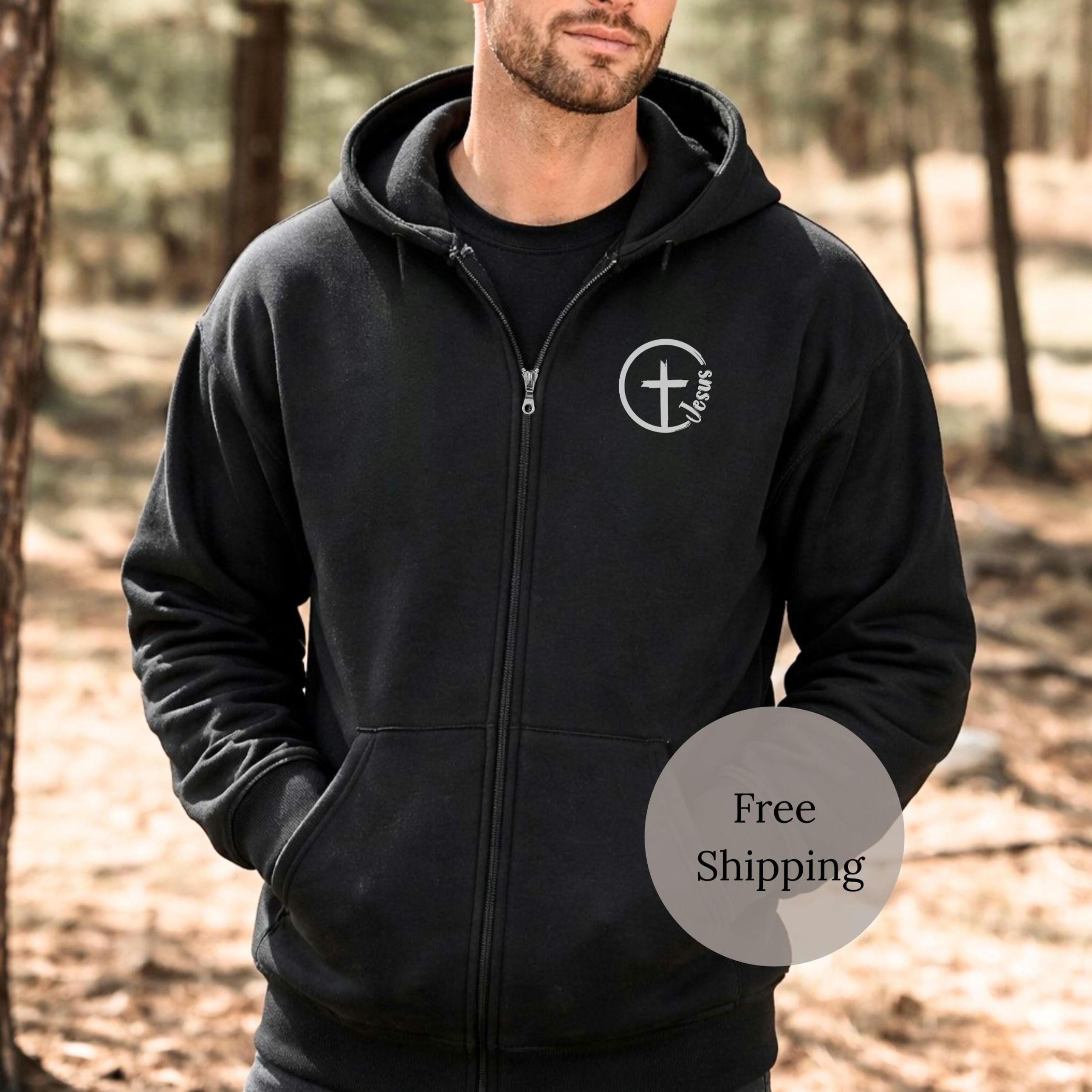 Felpa con cappuccio cristiana da uomo con cerniera, Gesù è il re, giacca con cerniera intera, regalo per battesimo, felpa con cappuccio religiosa, abi