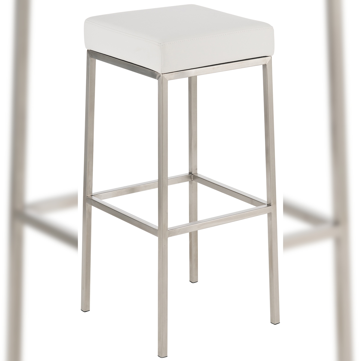 Proregal CHEFGASTRO Barhocker ARIZONA Edelstahl 80 HxBxT 80x37x37cm Kunstleder Weiß Barstuhl Image