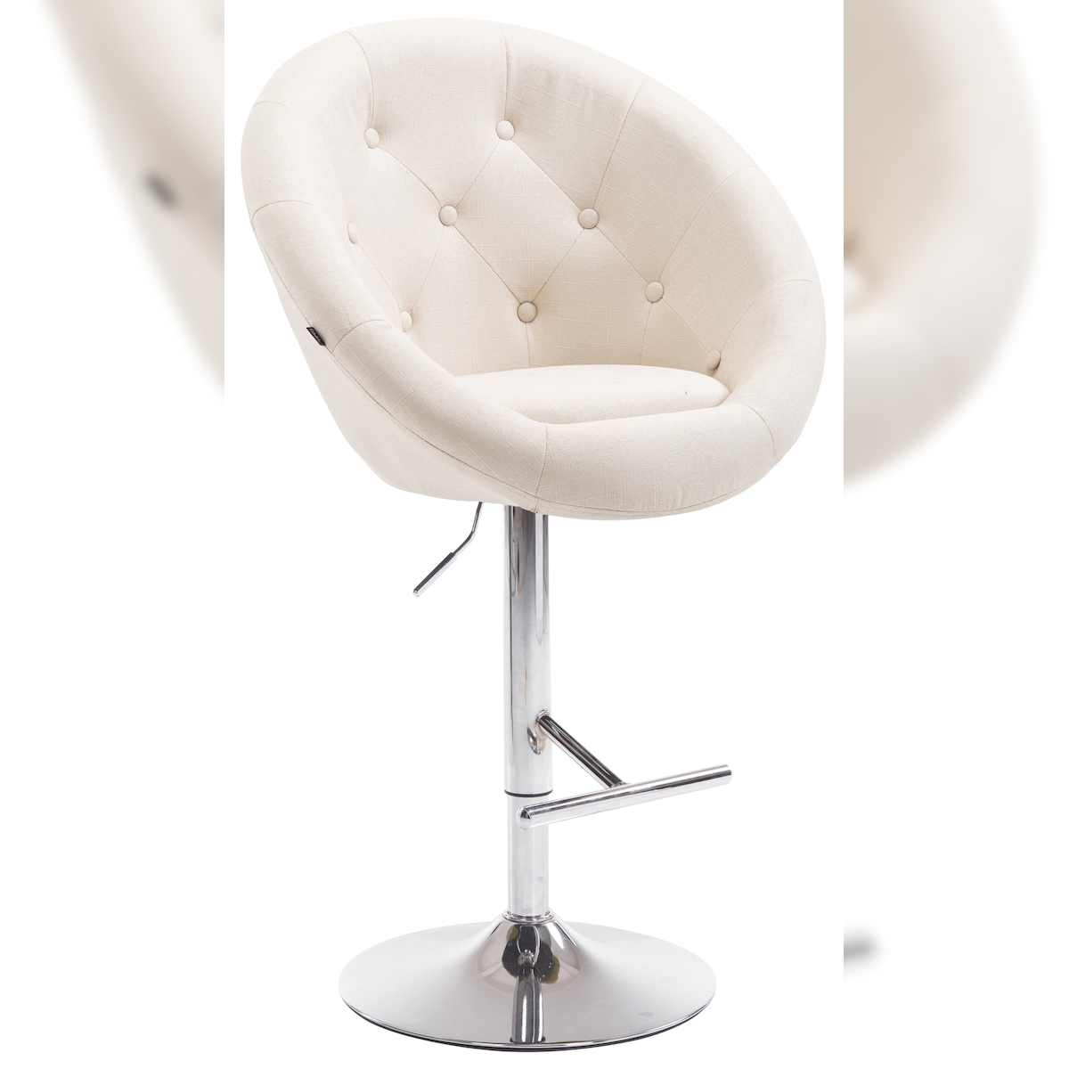 Proregal CHEFGASTRO Barhocker ATLANTIC Stoff Chrom HxBxT 107x65x57cm Stoff Creme Barstuhl Image