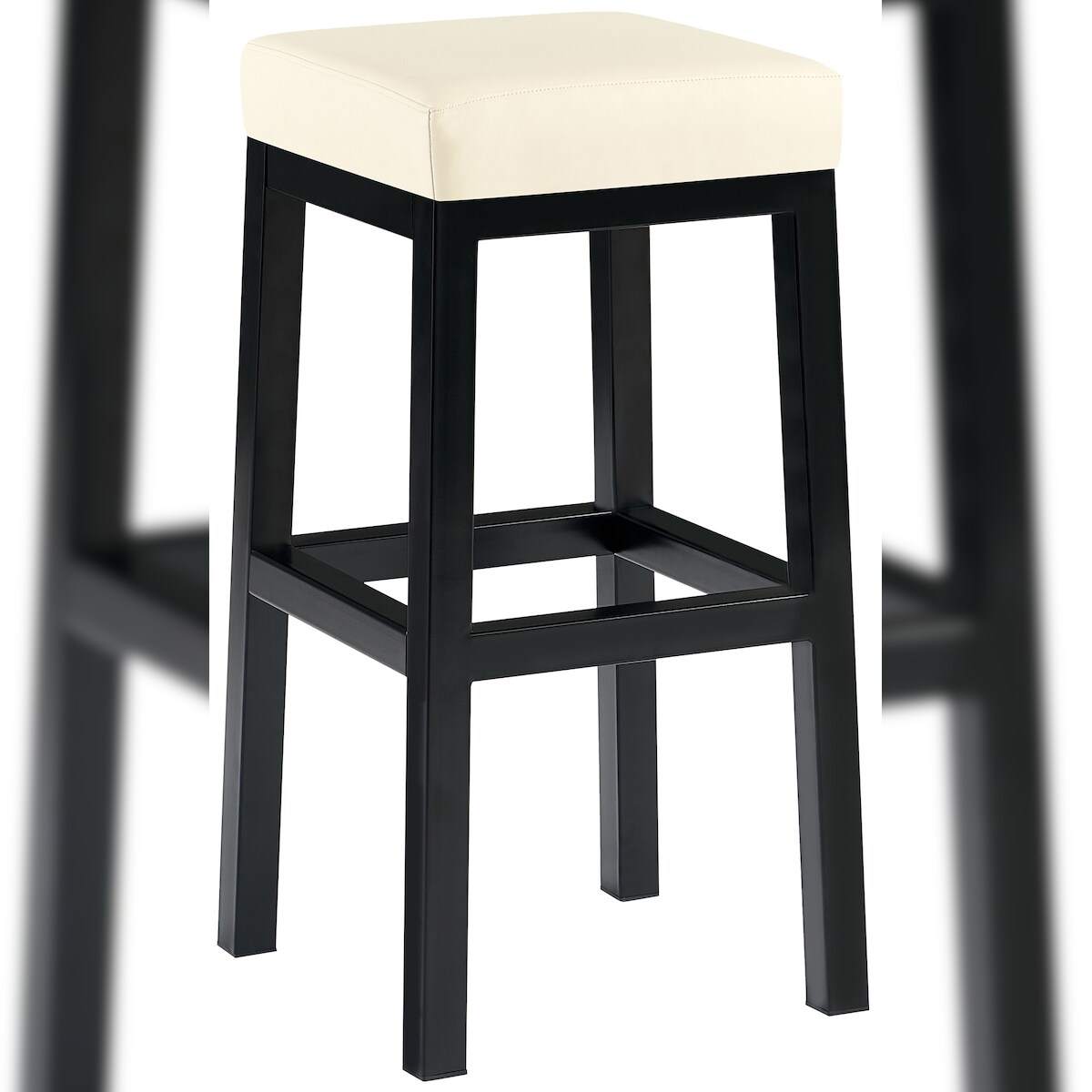 Proregal CHEFGASTRO Barhocker BROOKLYN Schwarz 80 HxBxT 78x37x37cm Kunstleder Creme Barstuhl Image
