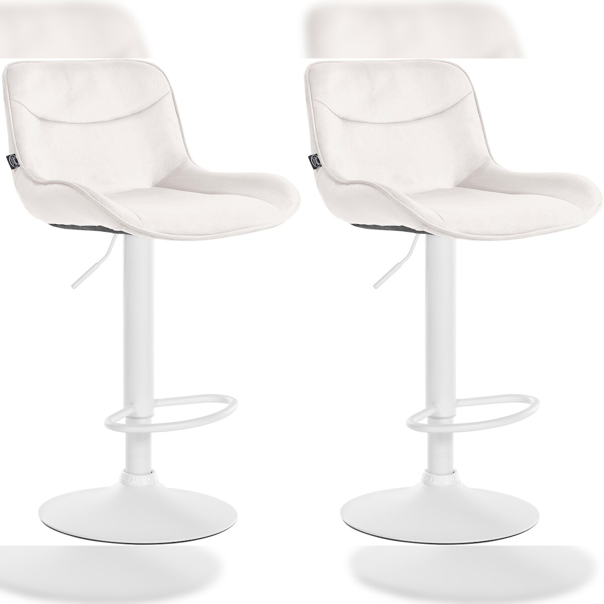 Proregal CHEFGASTRO 2er Set Barhocker TIMES SQUARE Samt Weiß HxBxT 85x49x51cm Samt Creme Barstuhl Image