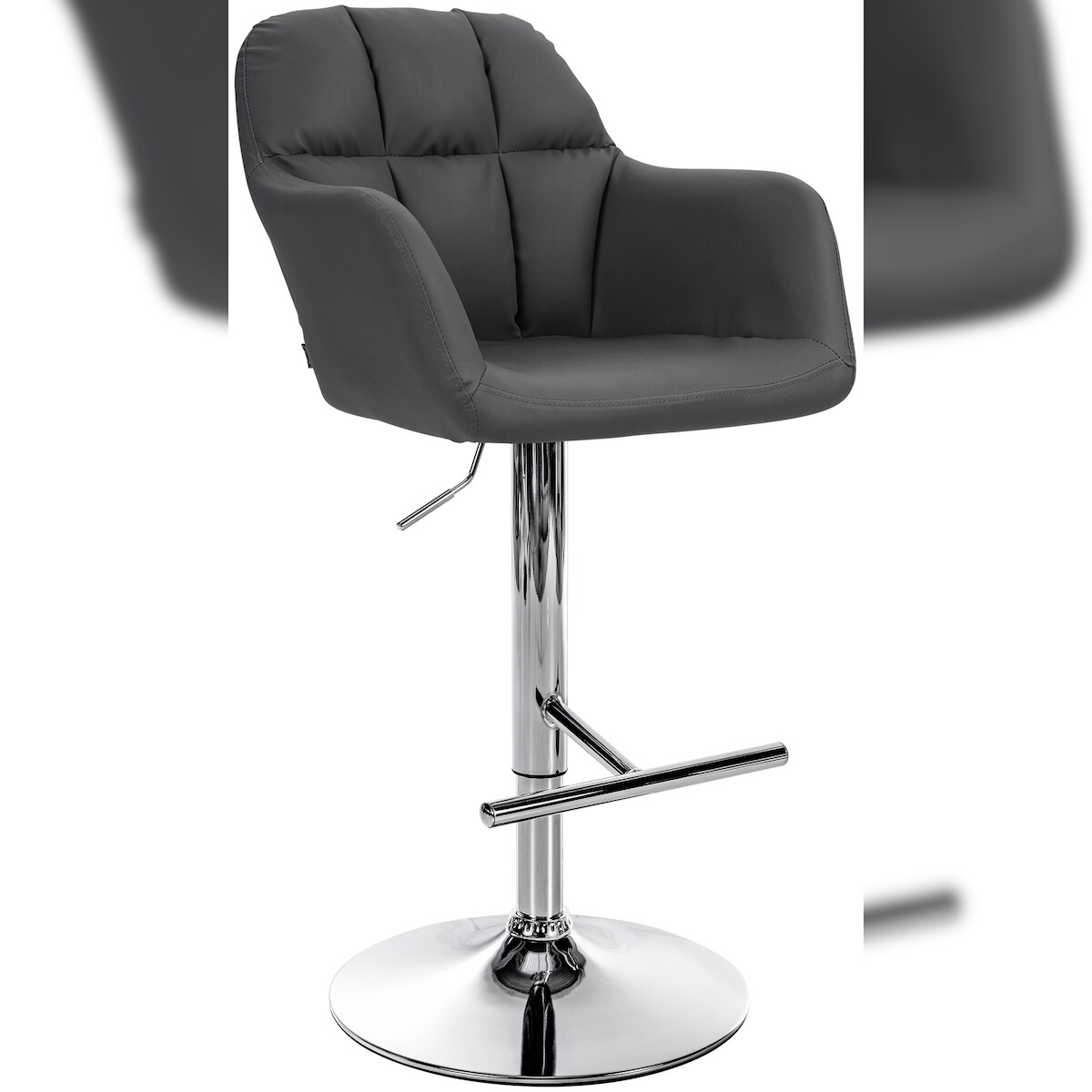 Proregal CHEFGASTRO Barhocker NEVADA Kunstleder Chrom HxBxT 97x57x59cm Kunstleder Schwarz Barstuhl Image