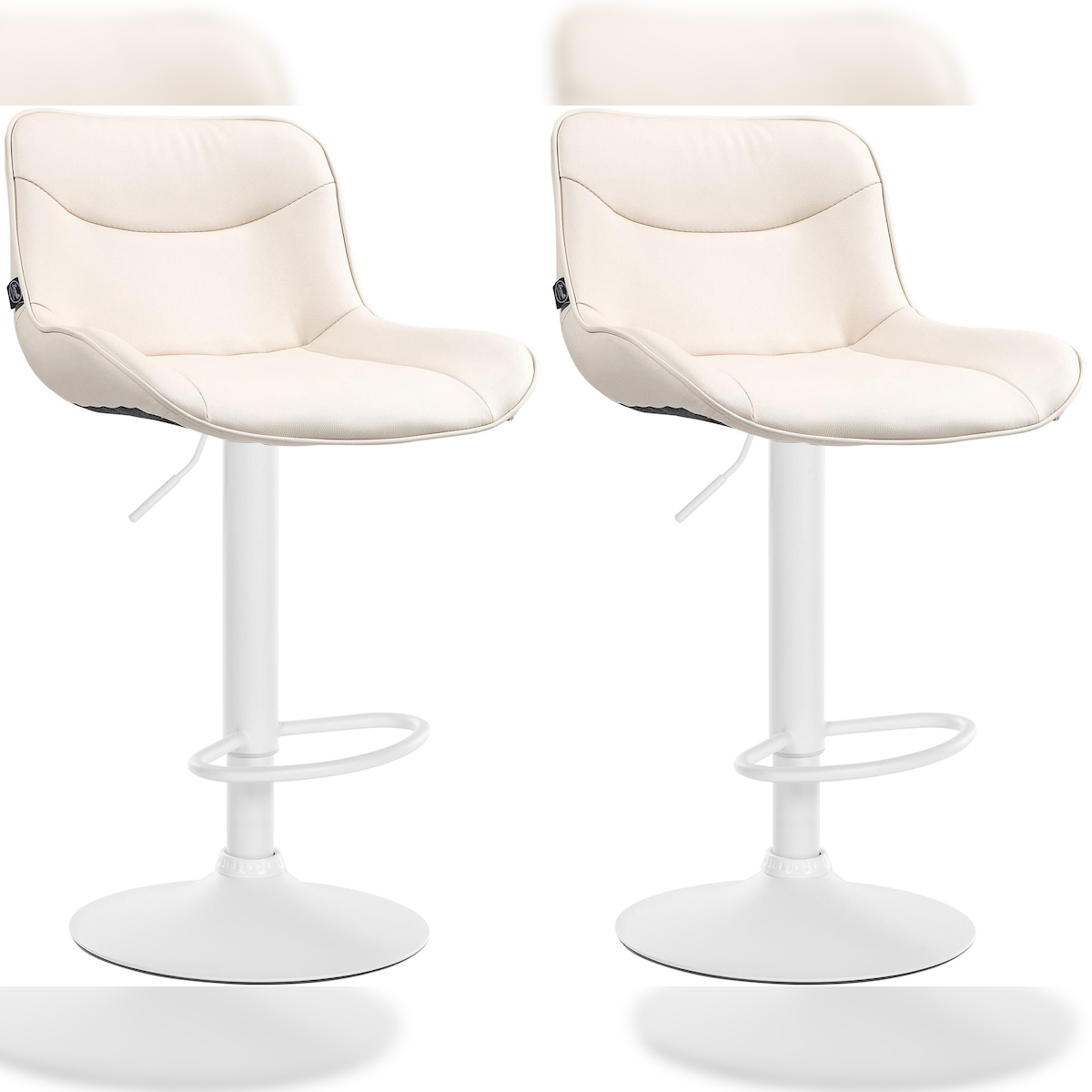 Proregal CHEFGASTRO 2er Set Barhocker TIMES SQUARE Kunstleder Weiß HxBxT 85x49x51cm Kunstleder Creme Barstuhl Image