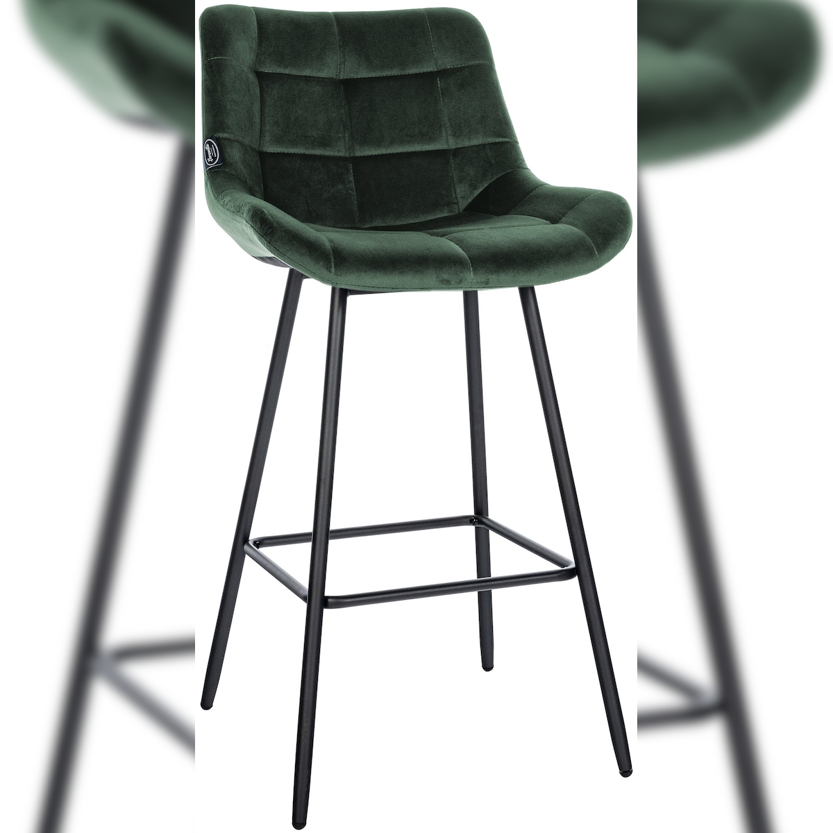 Proregal CHEFGASTRO Barhocker GOLDEN GATE Samt HxBxT 104x49x56cm Dunkelgrün Barstuhl Image