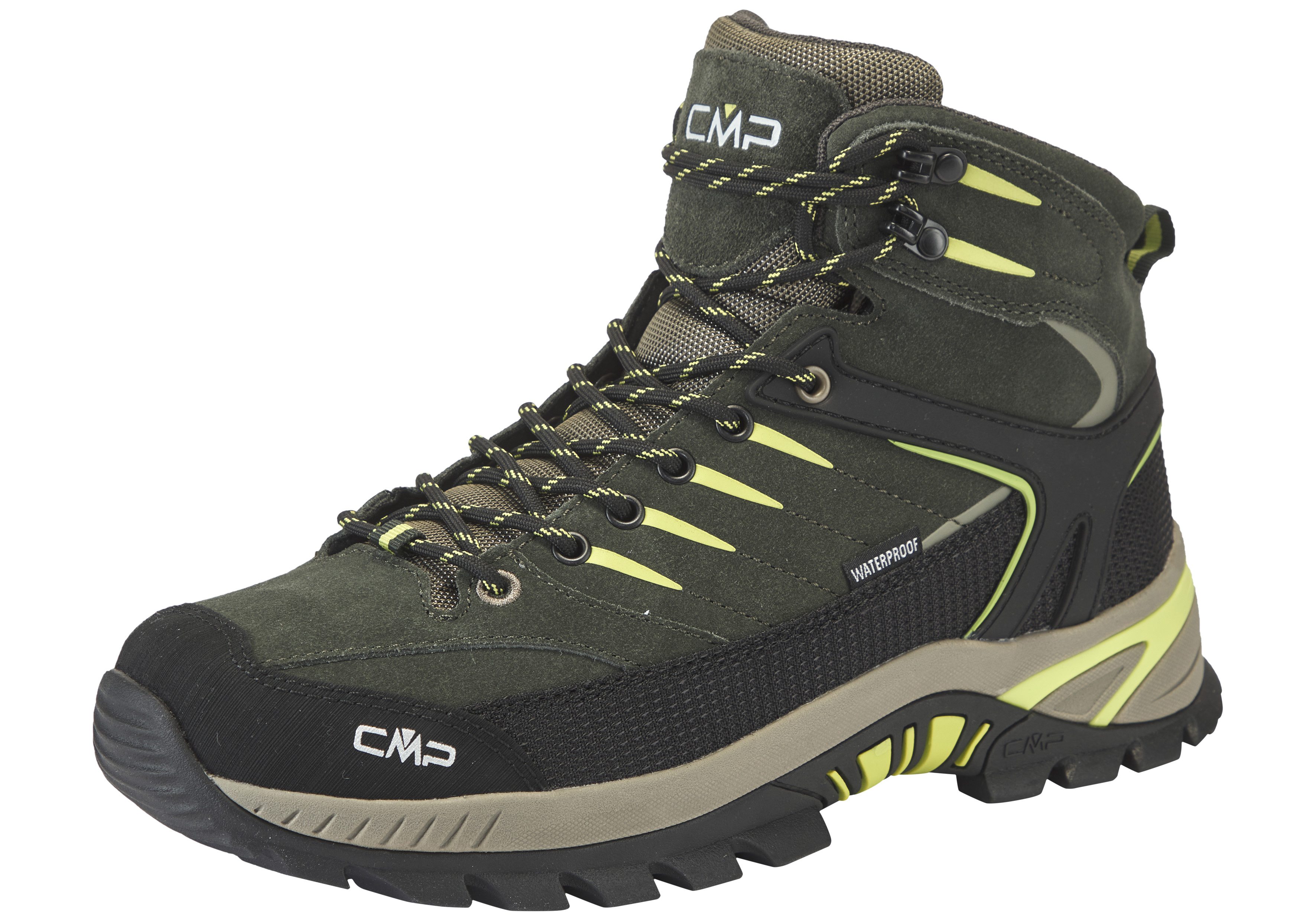 Wanderschuh CMP "RIGEL 2.0 MID WP TREKKING SHOES", Herren, Gr. 45, pine, mela, Leder, Schuhe Wanderschuh, wasserdicht