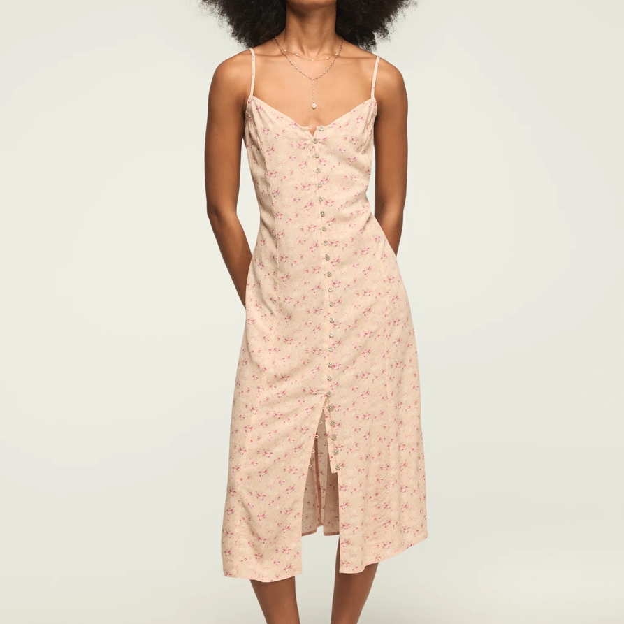 Lucky Brand Festival Printed Simone Slip Dress - Women's Clothing Dresses in Peach Floral, Size M