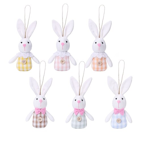 6er-Pack Osterhasen-Dekorationen, Partyzubehör, Frühlingsplüschtiere, niedliche Hasendekorationen Image