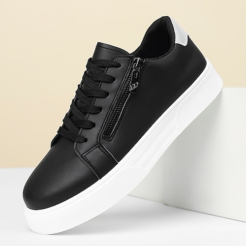 Weiße Herren-Sneaker mit Reißverschluss, modisch und vielseitig für Freizeit und Reisen Image