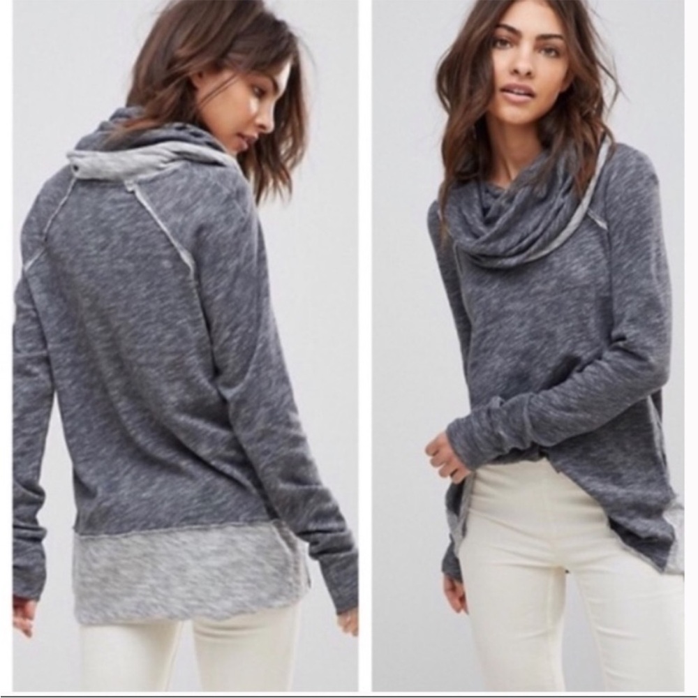Free People Sweaters | Free People Fp Beach Cocoon Cowl Neck Pullover Gray Medium | Color: Gray/Silver | Size: M