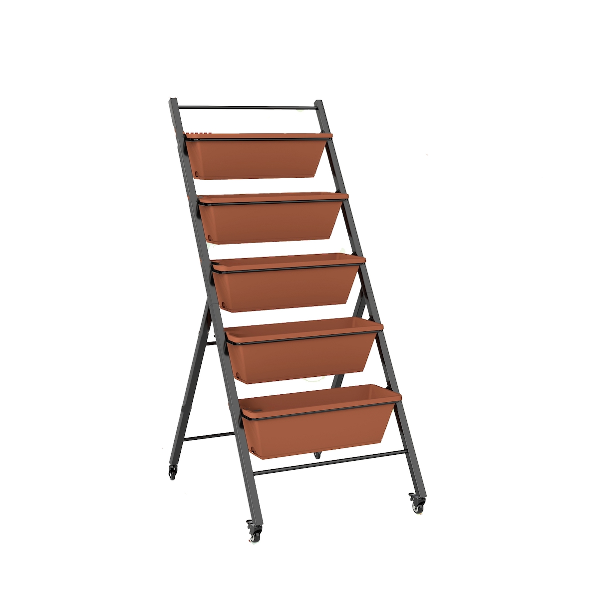 COSTWAY Vertikales Hochbeet, 5 Ebenen, Vertikales Beet mit Rädern, Blumenbeet mit Pflanzgefäßen, Blumenkasten Image