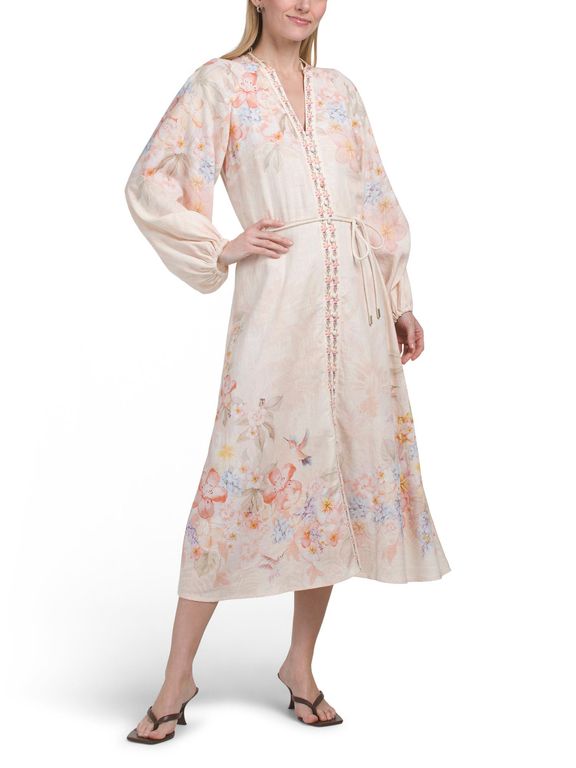 Zimmermann | Ascension Plunge Halter Printed Cotton Maxi Dress | Realry
