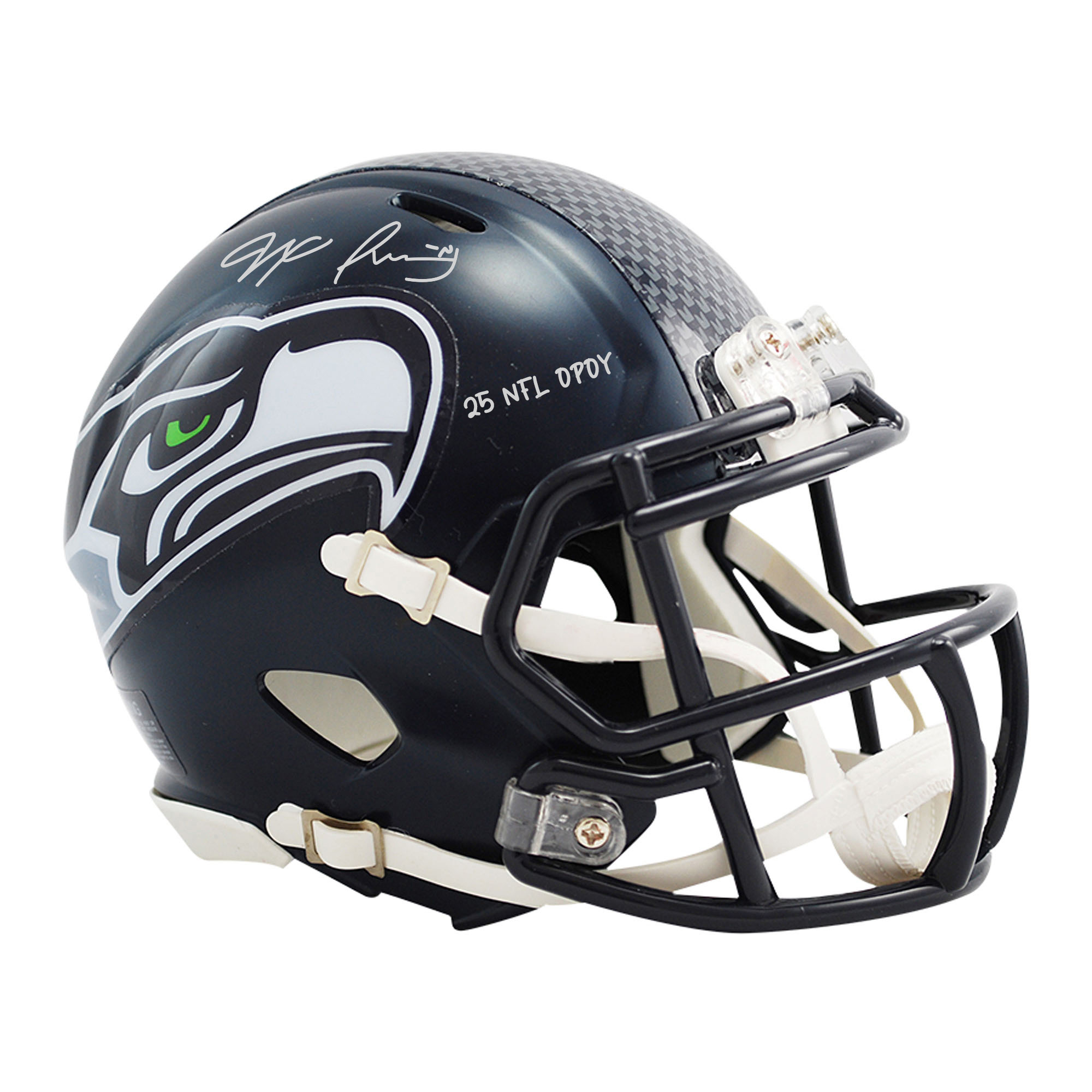"Jaxon Smith-Njigba, Seattle Seahawks, signierter Riddell Speed ​​Mini-Helm mit der Aufschrift „25 NFL OPOY“." Image