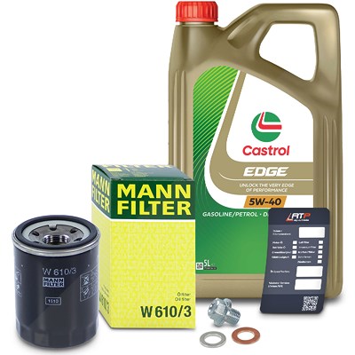 Mann-filter Ölfilter+Schraube+5 L Castrol 5W-40 [Hersteller-Nr. 10491532] für Mitsubishi