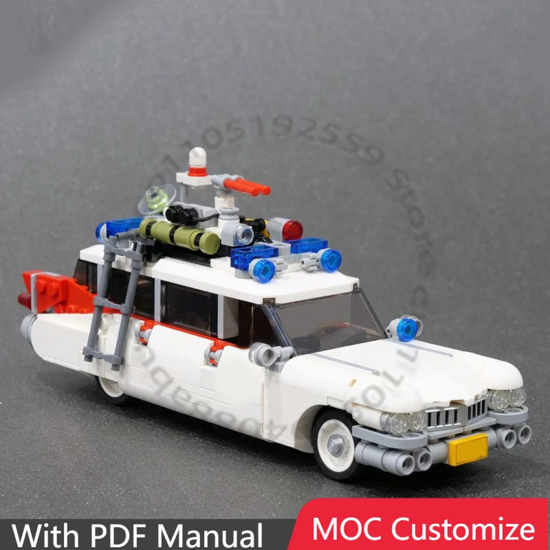 610-teiliger Schneller Sportwagen 1959 Cadillac - Ecto-1 MOC Anpassbarer Modularer Baukasten Pädagogisches DIY Montage-Spielzeug für Jungen Image