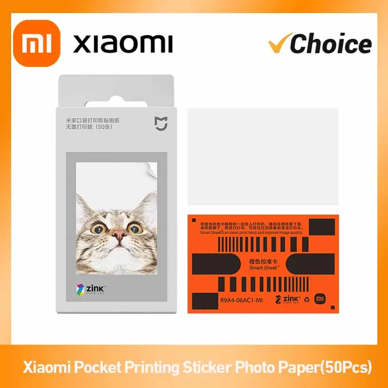 Xiaomi Pocket Foto-Aufkleberpapier 50 Blatt, 3 Zoll Selbstklebendes ZINK-Papier für Mijia Pocket Fotodrucker 1S, Tintenfreier Druck Image