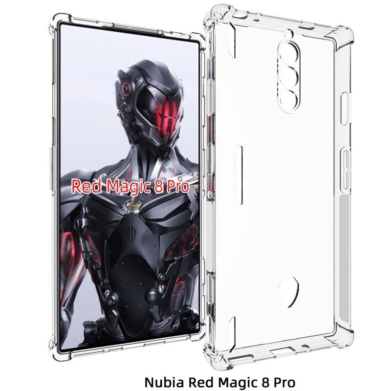 ZTE Nubia Red Magic 8 8S Pro Hülle, Luftkissen, stoßfest, Airbag, transparentes Silikon, TPU-Rückseite, für Nubia Redmagic 8 8S Pro Image