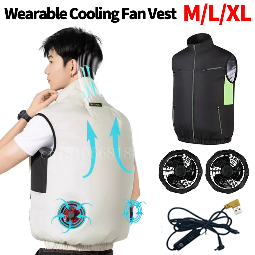 Kühlweste, tragbare Kühlventilatorweste, hitzebeständig, klimatisierte Kleidung, Kühlung für Arbeiter, Sommer, Camping, Angeln, Kühlung Image