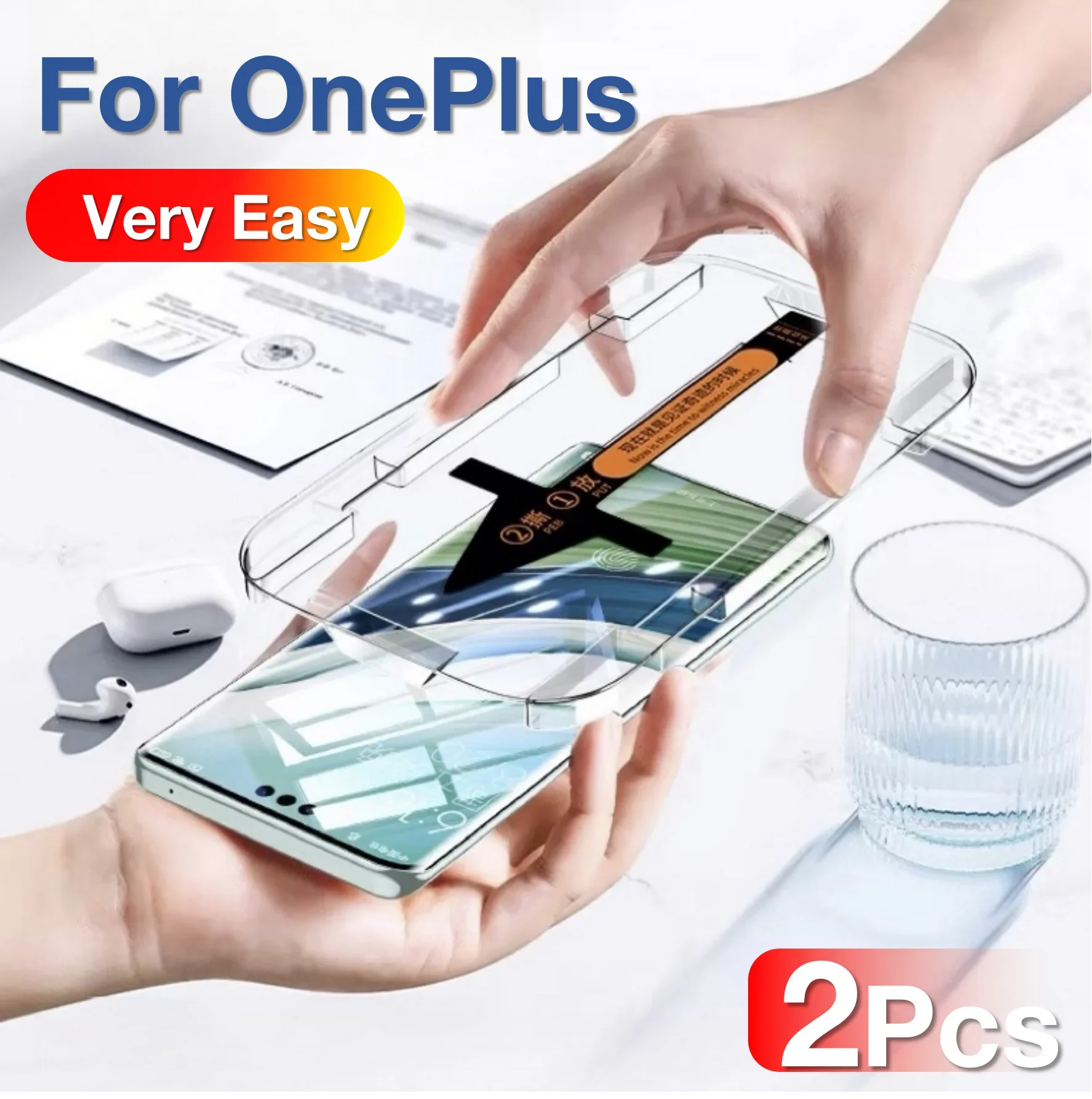 2 Stücke Für OnePlus 13 12 11 12r 11r 10 9 Ace 3 2 Pro One Plus 1 + Gehärtetes Glas Displayschutzfolie Schutzhülle Mit Installation Kit Image