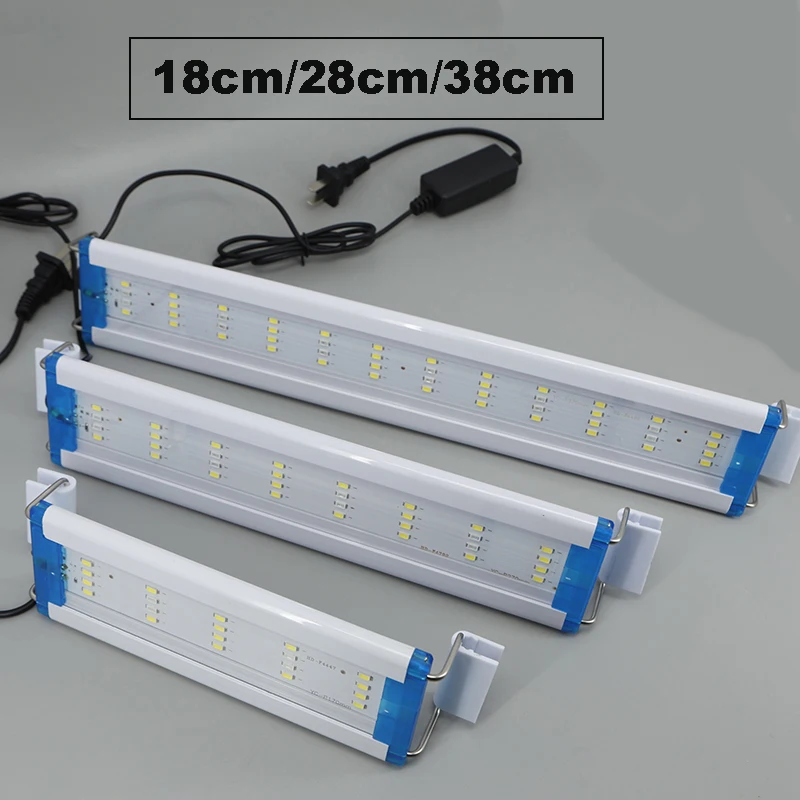 220V 18/28/38cm weiß blau LED erweiterbar wasserdicht Clip auf Lampe Aquarium Super Slim Aquarium Beleuchtung Wasserpflanze Licht M20 Image
