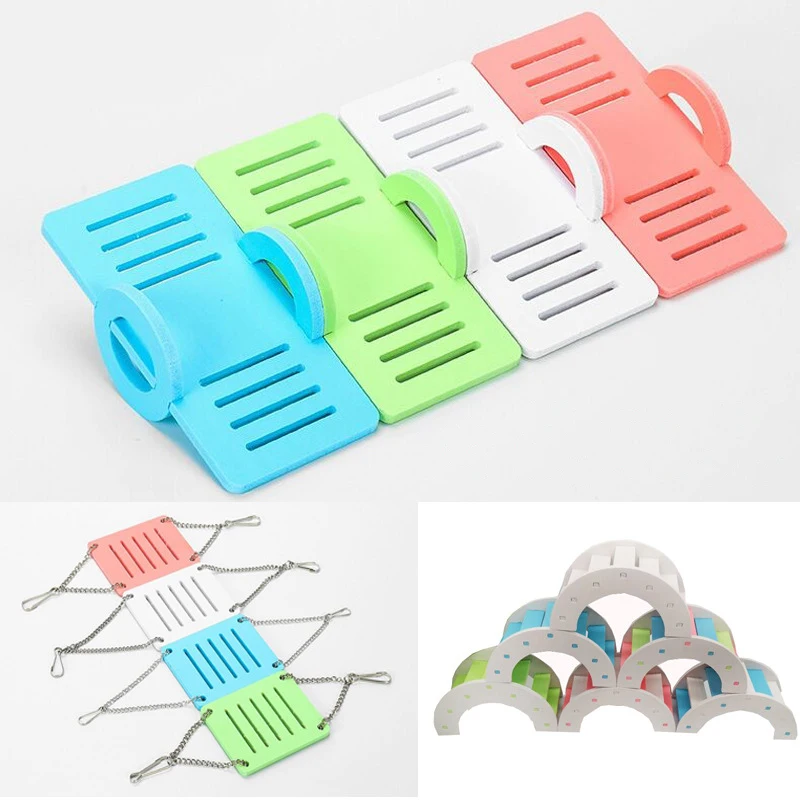 1PC Hamster Spielzeug Holz Regenbogen Brücke Nest Wippe Schaukel Spielzeug Kleine Tier Aktivität Klettern Spielzeug DIY Hamster Käfig Pet liefert Image