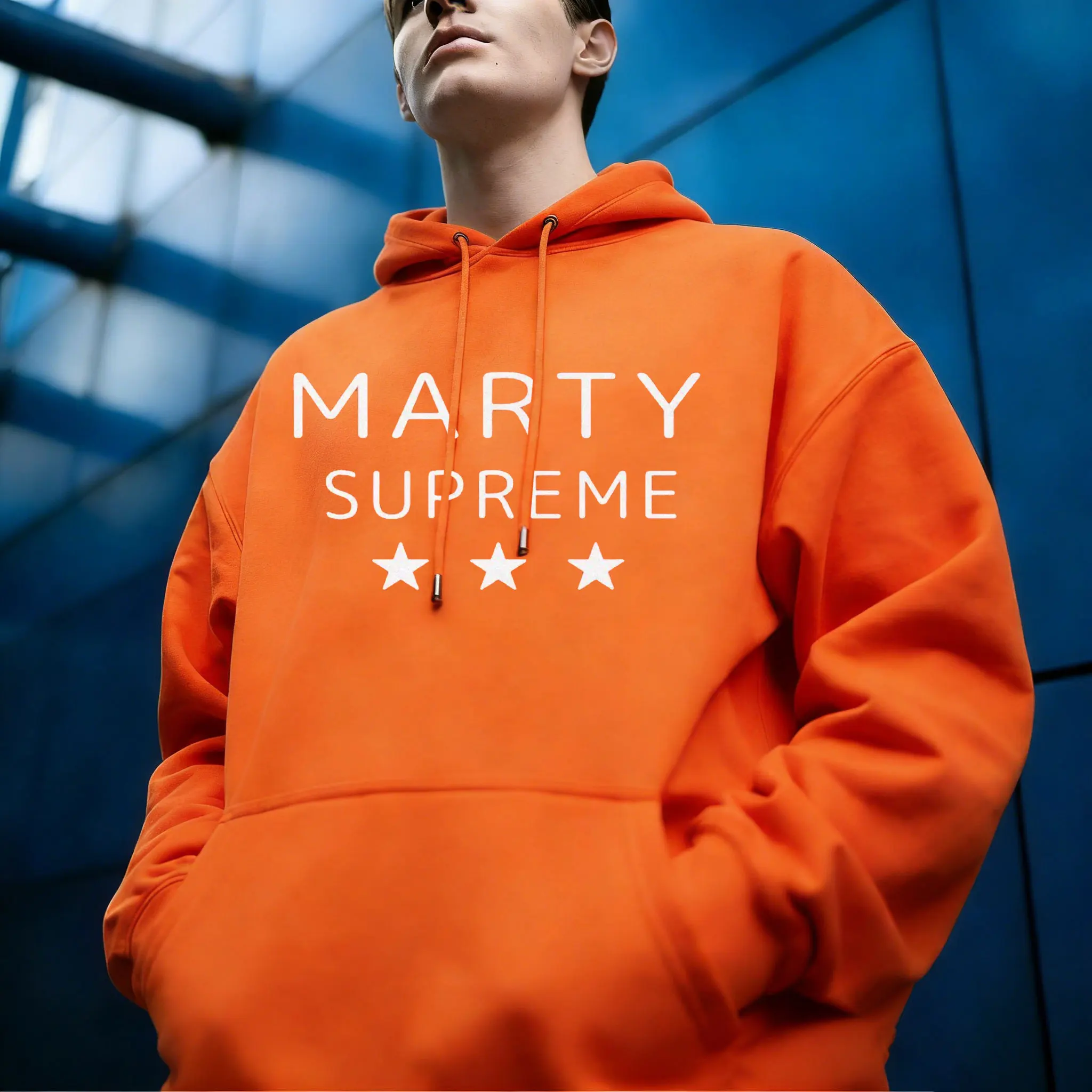 Timothée Chalamet Orange Hoodies Summer Marty Supreme Vintage Hoodie Casual Hippie für Herren Langarm Print Streetwear