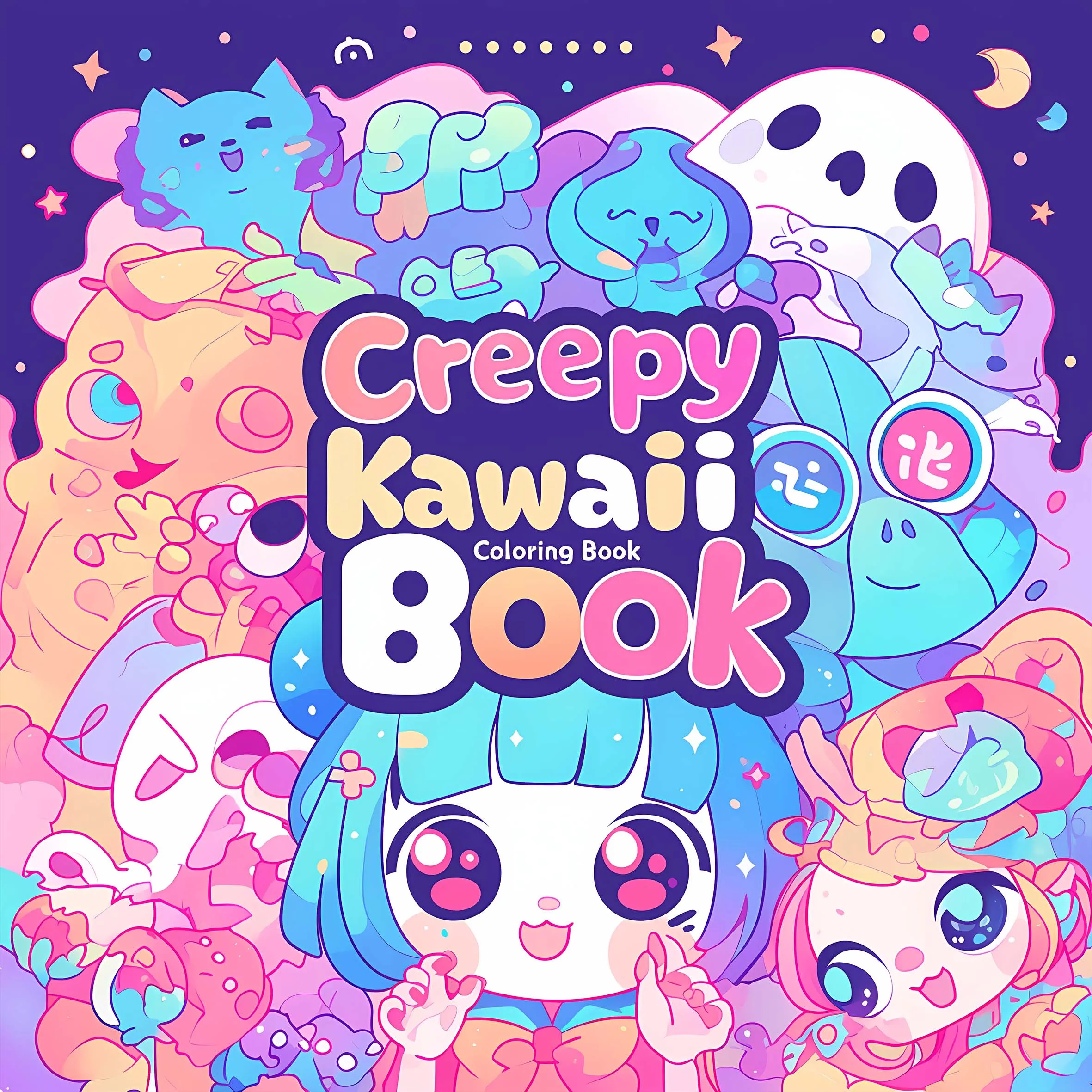 CREEPY KAWAII Malbuch Dickes Papier für erwachsene Teenager zur emotionalen Linderung, zur Entspannung, pädagogische Kritzeleienbücher ﻿ Image