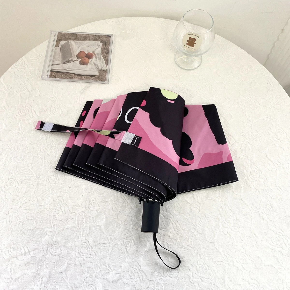 Niedlicher vollautomatischer Katzen-Regenschirm mit dreifacher Funktion für Regen und Sonnenschein, Sonnenschutz und UV-Schutz, Reisen Image