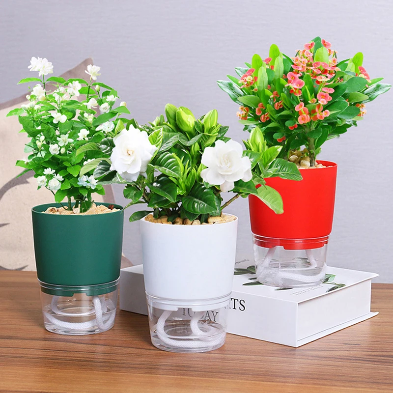 1pc Blumentopf selbst bewässern der klarer Kunststoff Blumentopf Doppels chicht Wassersp eicher automatische Wasser aufnahme Topf Blumentopf Image
