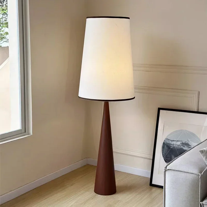 Nordic Holz Stehlampe Minimalist Led Lampenschirm Stoff Wabi Sabi Sofa Ecke Dekor Nachttisch Schlafzimmer Wohnzimmer Stehleuchte