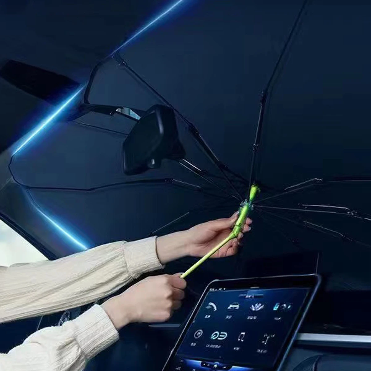 Neuer Sonnenschirm im Regenschirm stil, Sonnenschutz, Sonnenschutz auf Lager, einziehbarer und isolierter Sonnenschirm für Autos Image