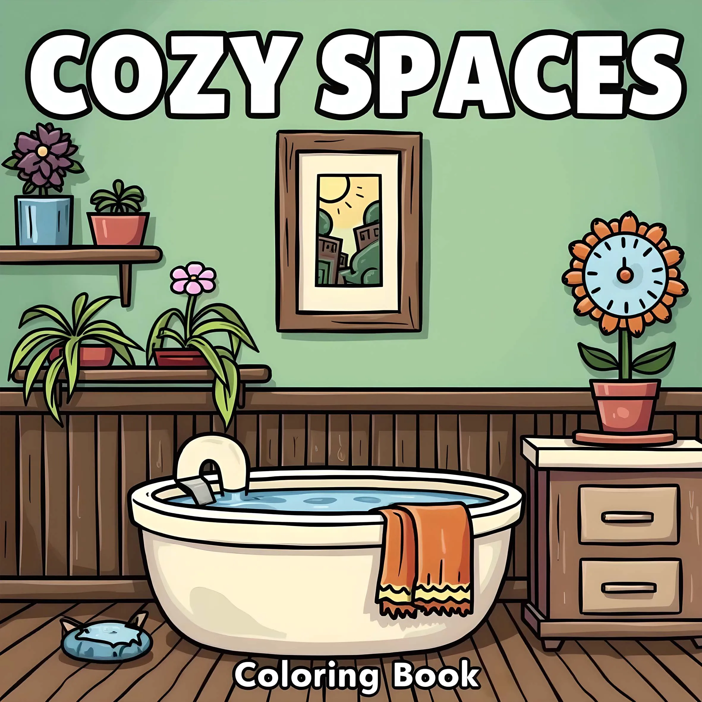 COSY SPACES Malbuch mit kräftigen, einfachen Mustern für Erwachsene, niedliches Zeichenbuch, perfektes Geschenk für Party und Geburtstag Image