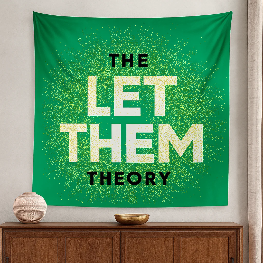 Wandteppich mit Motivationszitaten im Stil des Buches „Let Go Theory“ – Selbsthilfethema für Wohnzimmerdekoration Image