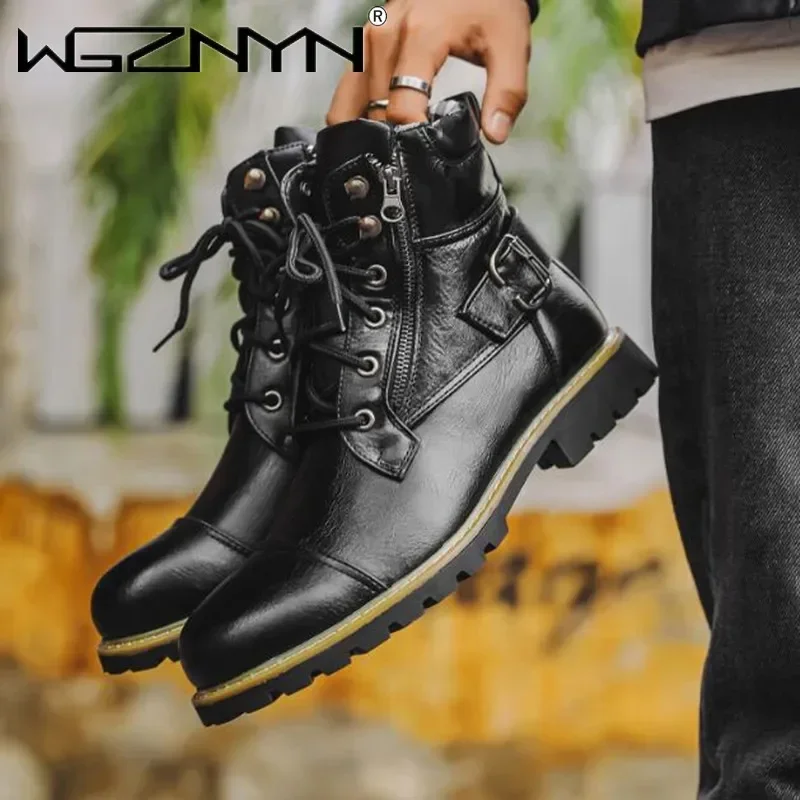 Männer Motorrad Leder Stiefel Doppel-reißverschluss Platz Ferse Männer Schuhe Mode Freizeit Design Männer Radfahren Boot 2026 Herbst Winter