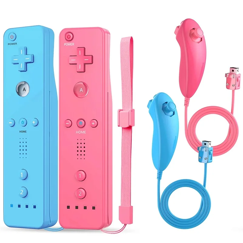 2-in-1 Gamepad für Nintendo Wii Controller Optional mit Motion Plus Joystick Kabelloser Fernbedienungs-Gamepad mit Silikonhülle Videospiel