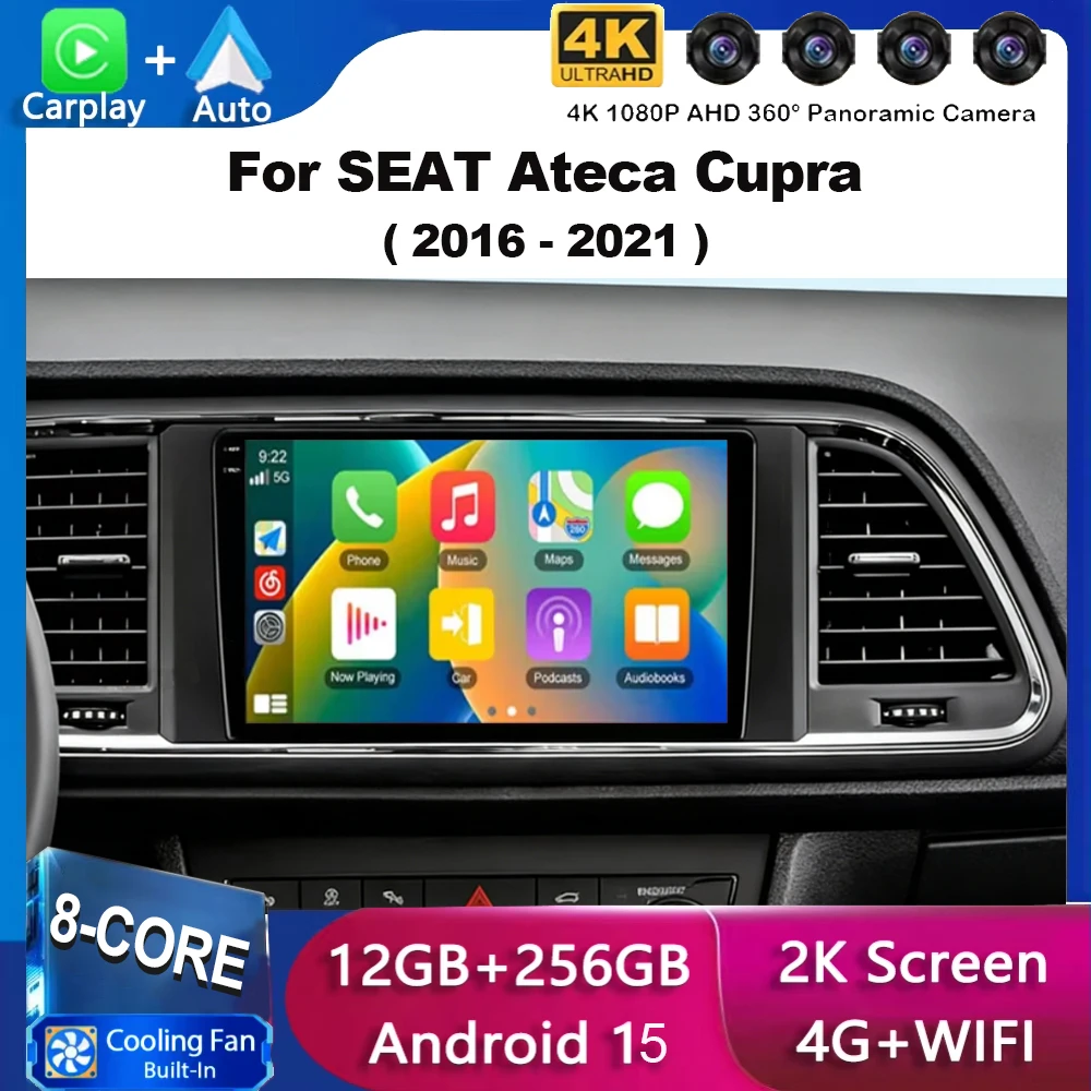 Android 15 Für SEAT Ateca Cupra 2016 - 2021 Carplay Auto Auto Radio Multimedia Video Player Navigation GPS Keine 2Din 2 Din DVD DSP Image