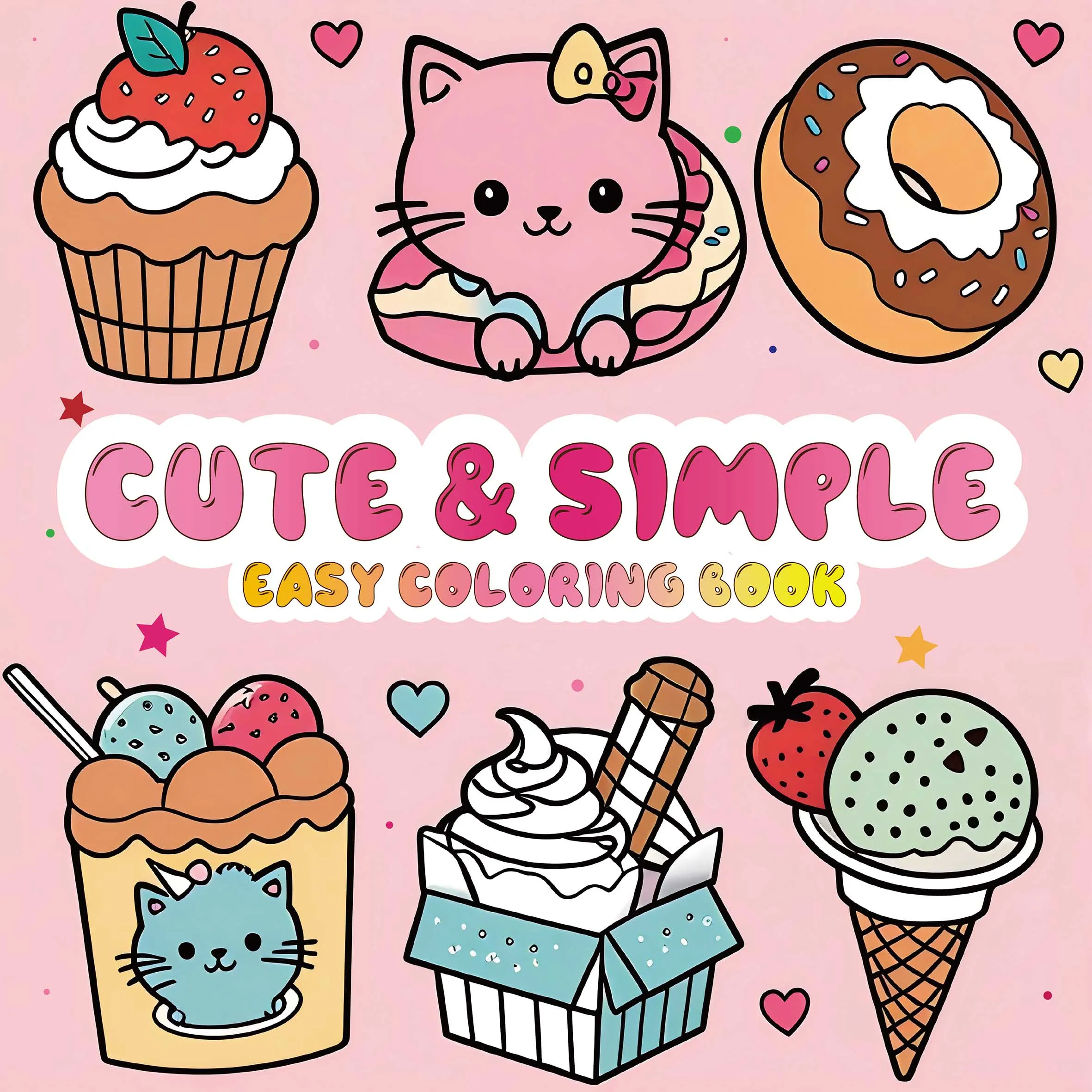 Bilderbuch für Erwachsene: Süßes und einfaches, einfaches Malbuch mit 24-seitigen Zeichenbuch, perfektes Geschenk für Entspannungsfeiern und Geburtstage Image