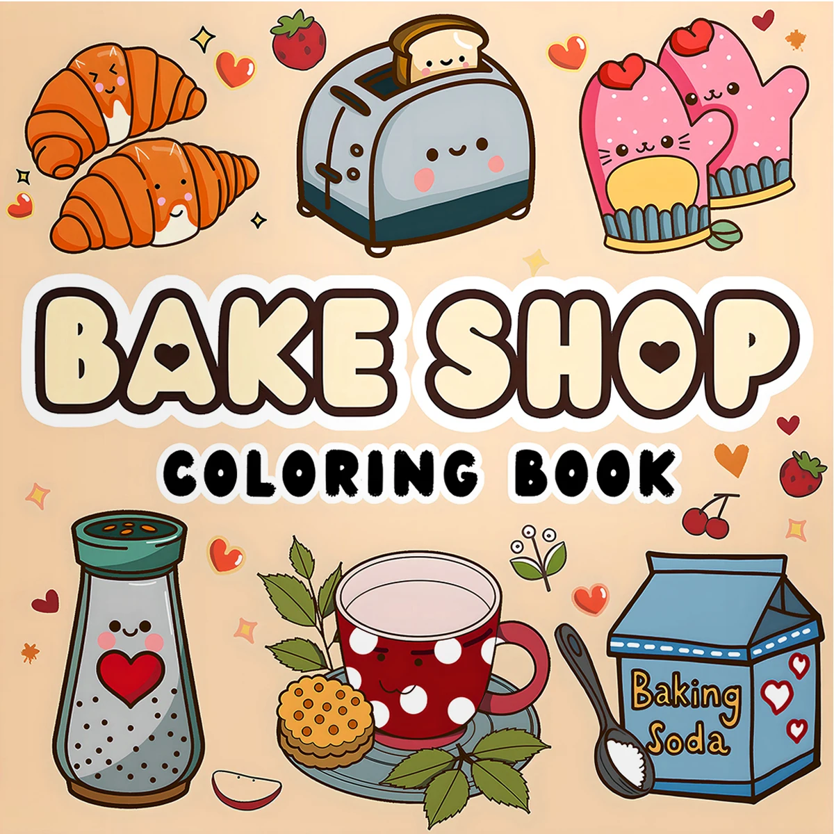 BAKE SHOP Malbuch für Erwachsene und Jugendliche mit niedlichem Zeichenbuch, kräftigen, einfachen Mustern, perfektes Geschenk für Party und Geburtstag Image