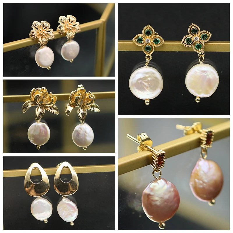 GLSEEVO Mode Hohl Metall Blumen Barocke Perle Frau Ohrringe Temperament Einfache Trendy Mädchen Party Geschenk Schmuck GE1180 Image