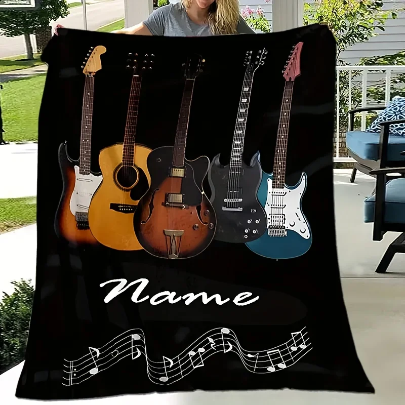 Anpassbare Decke mit Gitarrenmuster, weiche und warme Decke mit Digitaldruck, geeignet für Schlafsofas